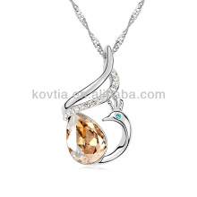 Elegant dubai white gold plated jewelry phoenix crystal necklace